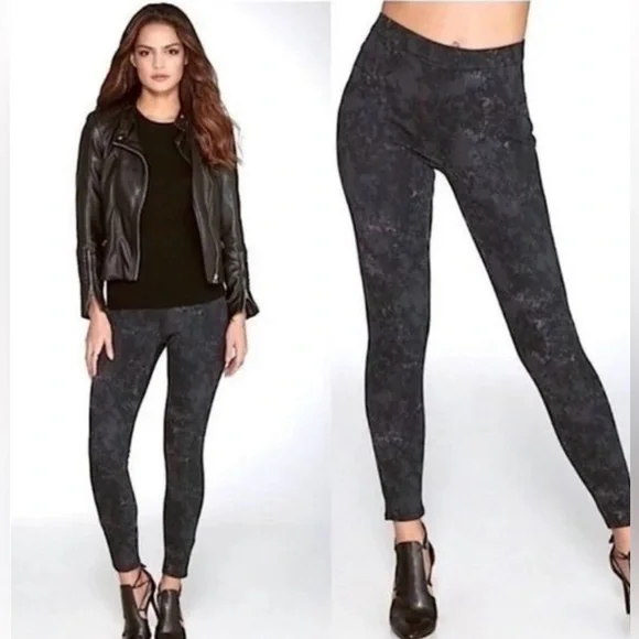 Spanx Mottled Charcoal Grey tummy control Jean Shaping Jeanish Leggings Size L - Picture 1 of 4